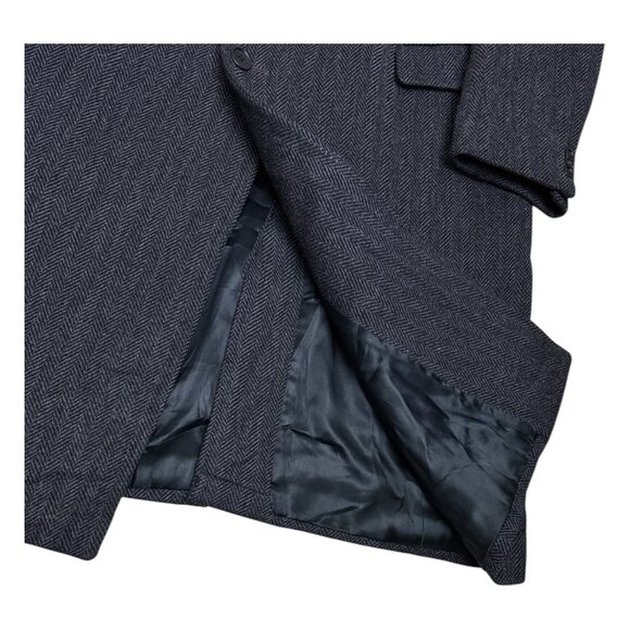 BARNEYS NEW YORK ALPACUNA Vintage 80s Luxury WOOL Pea Coat Trench Mens Large - Picture 9 of 11